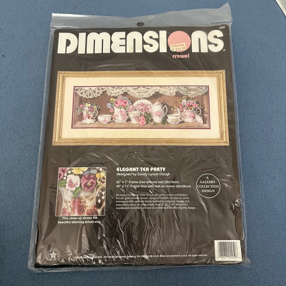 Dimensions Elegant Tea Party Crewel Embroidery Kit Sandy Lynam Clough 1450